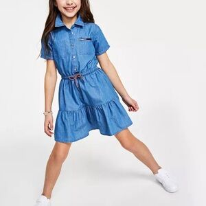 Tommy Hilfiger Girls' Lightweight Denim Shirtdress L